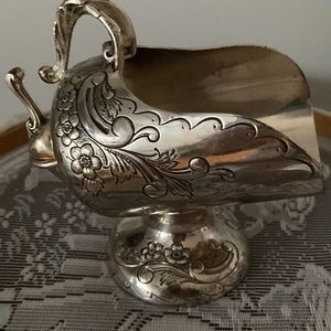 Vintage silver plated sugar scuttle with scoop